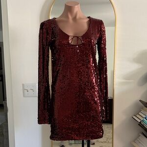 Eloidie burgundy red sequin mini dress